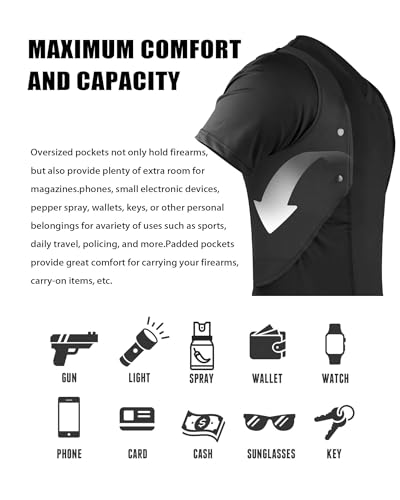 Lilcreek Concealed Carry Shirt for Men, Tactical Short Sleeve Tee with Holster Pockets & Stretch Fabric4