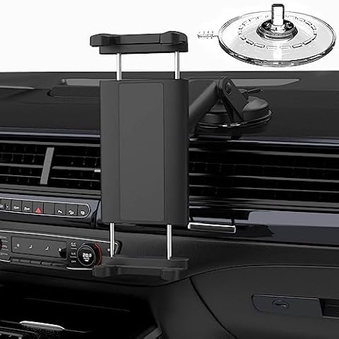Cuxwill Car Tablet Mount Dashboard Holder for 4-13" iPad Phone, Replaceable Strong Suction Cup, Truck Dash Windshield Holder for iPad Pro 12.9 10.5 9.7, iPad Air Mini, Samsung Tab, Fire HD, iPhone Cover