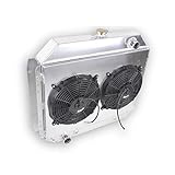OHOB-COOL 4 Row High Performance Full Aluminum Radiator with Shroud Fan for 1966-1979 Ford F100 F150 F250 F350 Pickup Ranger Bronco