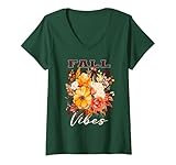 Photo Gallery donna autunno vibes trendy vintage autunno retro pretty floral maglietta con collo a v Photo Gallery donna autunno vibes trendy vintage autunno retro pretty floral maglietta con collo a v