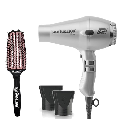 Parlux 3200 Plus Silver Hair Dryer and Miracle Detangling Brush