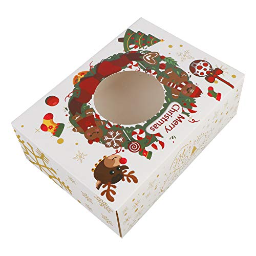 image for Ujuuu 18 Packs Christmas Cookie Boxes with Window Kraft Bakery Boxes w