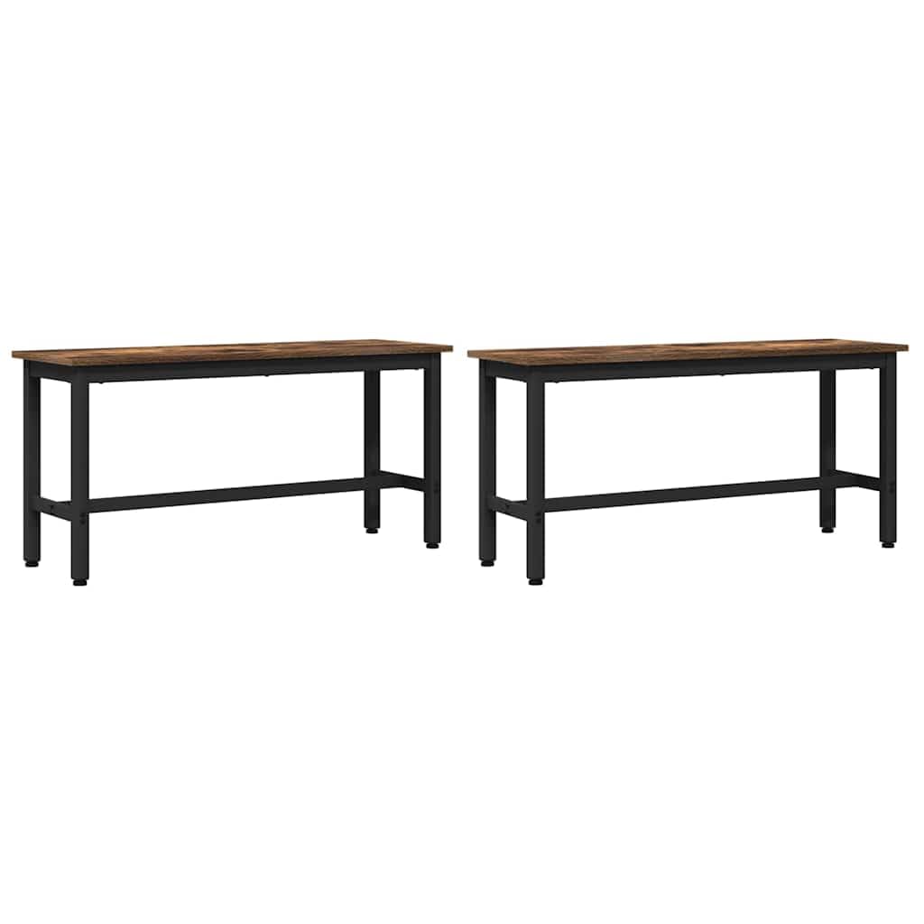 vidaXL Panchina da Pranzo 2 PCS Rovere fumé 100 x 32,5 x 48,5 cm, Panchina da Pranzo alla Moda, Regolabile, Rettangolare, Design Minimal, Seduta Moderna, arredo per Interni