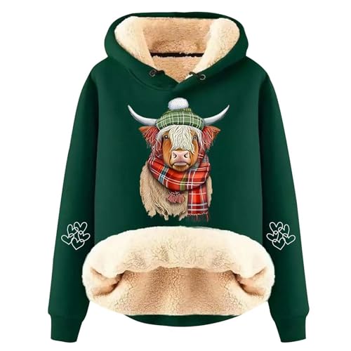 Chaqueta de Invierno para Mujer con Capucha Acolchada de Lana Ovina Abrigada y Cómoda para Uso Diario (Dark Green, XL) #4153