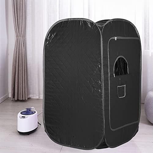 Tragbare Sauna Willowybe，Mini Dampfsauna für Zuhause，Einzel Portable Sauna Raum Kann Müdigkeit Lindern,Gewichtsverlust,Fernbedienung Timing Temperatureinstellung (80 * 80 * 135cm Schwarz)