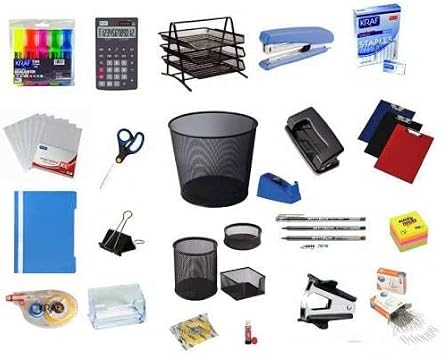 Kraf 22 PIECE OFFICE STATIONERY SET PAPERWORK RACK - PEN HOLDER SET - BAG FILE - WIRE FILE - STAPLER - PUNCH