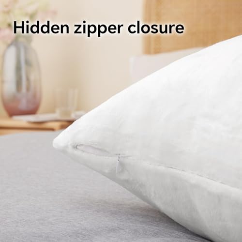 Image of BEDELITE Flannel King Size Pillow Cases Set of 2, Bright White, 20x36 in