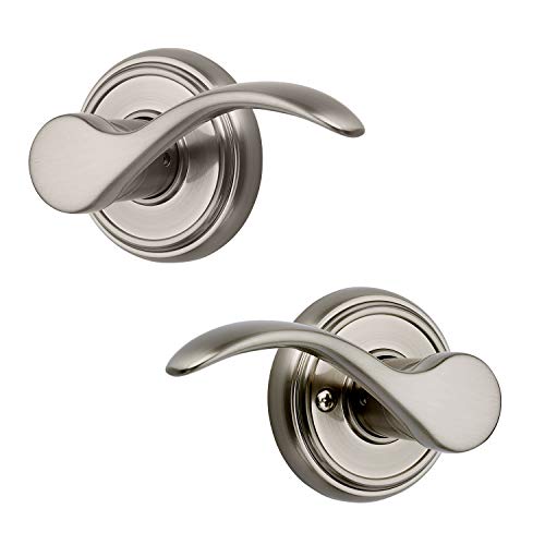 Baldwin Tobin, Interior Passage Door Reversible Lever For Hallway/Closet/Rooms, Non-Locking Door Handle With Microban Protection, In Satin Nickel #TOP27