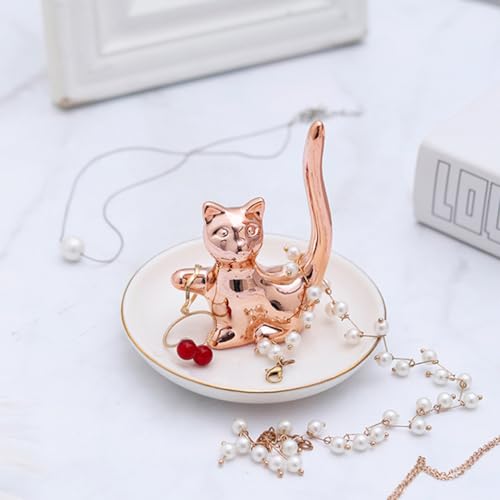 ULTECHNOVO Cat Ring Holder Jewelry Tray Trinket Dish Ceramic Organizer for Rings Earrings Necklaces Home Decor 6.7 Inch - Cosy Home Interiors ULTECHNOVO Cat Ring Holder Jewelry Tray Trinket Dish Ceramic Organizer for Rings Earrings Necklaces Home Decor 6.7 Inch - Image 7