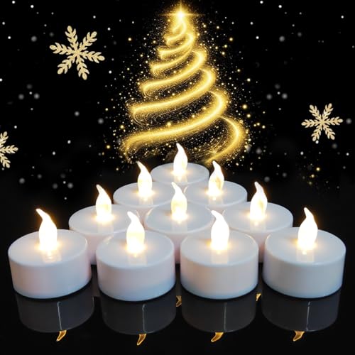 HjingChen 24 Stück LED Teelichter Kerzen, Batteriestart flammenlose...