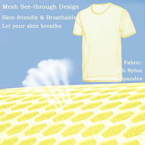 Men's See Through T-Shirts Sexy Mesh Shirt Sheer Short Sleeve Undershirt Breathable Top for Men3
