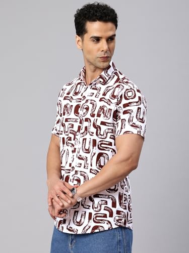 Image of Majestic Man Slim Fit Floral Printed Pure Cotton Casual Half Sleeve Shirt