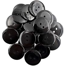 50PCS 2 Holes Resin Black Buttons, 1Inch/25mm Clear Round Sewing Flat Back Button for Scrapbook DIY Handmade Decorations