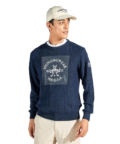 [マンシングウェア] セーター クルーネック ケーブル柄 インターシャ 手洗い可 ゴルフ MG5SST22M メンズ NV00(ネイビー)