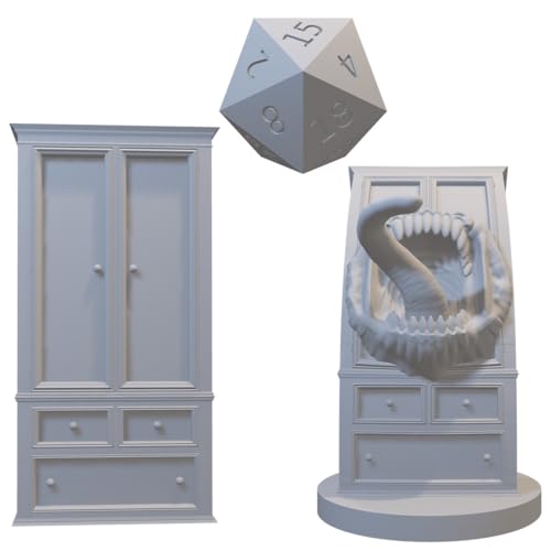 Set of 2 Mimic Monster Miniatures for DND Pathfinder RPG Unpainted Resin 28mm-32mm (Medium - Armoire)