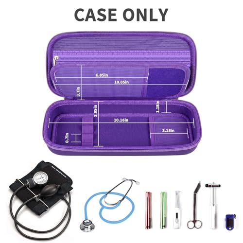 Image of Stethoscope Case Compatible with 3M Littmann Classic III /for MDF Instruments /for Paramed /for FriCARE Monitoring Stethoscope, Extra Room for Doctor & Nurse Accessories-Purple