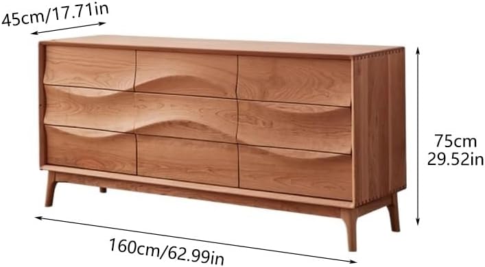 Sideboard Cabinet 160x45x75cm Solid Wood Home Entrance Storage Table, Cherry Wood Japanese Bedroom Storage Cabinet, Modern Living Room Storage Drawer Furniture Sideboard Cabinet with Drawers