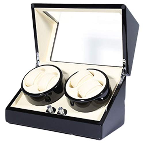 Preisvergleich Produktbild JF Haushalt - Doppelautomatik-Uhrenbeweger, geräuscharm, staubdicht, batteriebetrieben, 4 mechanische Uhrenbox, Unisex-Black White