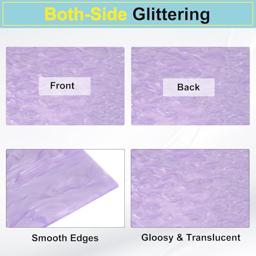 Image of MECCANIXITY 1 Pcs Glitter Pearl Acrylic Sheet,12 inch x 8 inch x 1 /8 inch Pearlescent Cast Pmma Plastic Sheets Extruded Translucent Blanks for DIY Art Crafting Laser Cutting & Engraving,Purple