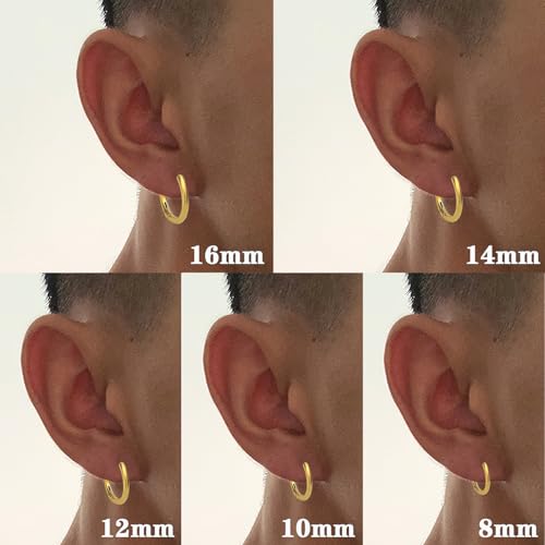 NEWITIN 10 Pieces Gold Clip On Earrings for Men Stainless Steel Hoop Earring Non Piercing Fake Earring Unisex Clip on Hoop Earrings for Women Men4