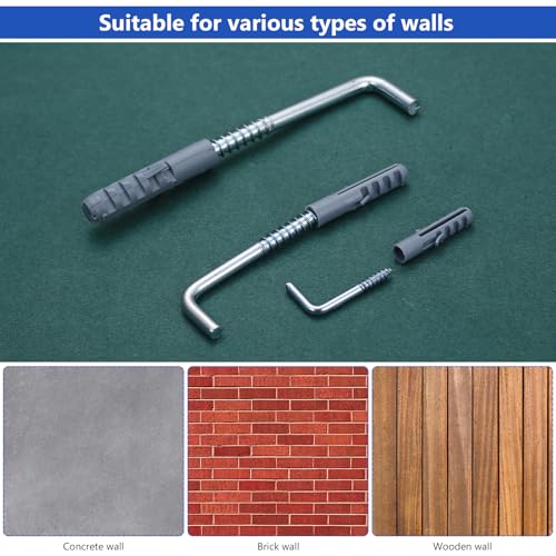 256 Stück Schraubhaken mit Dübel, Schraubhaken Hakenschrauben, gerade Bilderhaken zum Schrauben, Winkelhaken Rechtwinklige Wandhaken zum Schraubenhaken, Metallhaken für Haus Büro Aufhängen