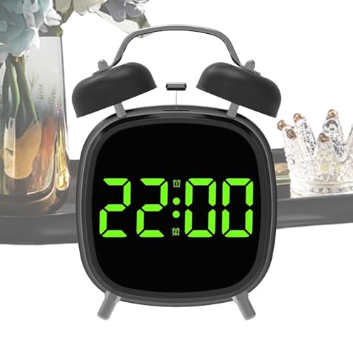 Tuxxjzm Reloj despertador para personas que duermen pesadamente, reloj digital fuerte, temporizador portátil, máquina de ruido con luz LED para cama, viajes, al aire libre, cocina, guardería, aula