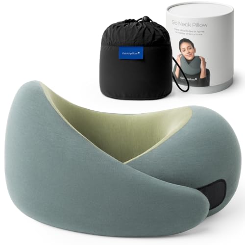 Image of Ostrichpillow Go Neck Pillow, Travel Pillows for Airplanes, Premium Memory Foam Travel Pillow, 360º Ergonomic Design, Asymmetrical Sides, Travel Bag Included, Washable Modal Cover