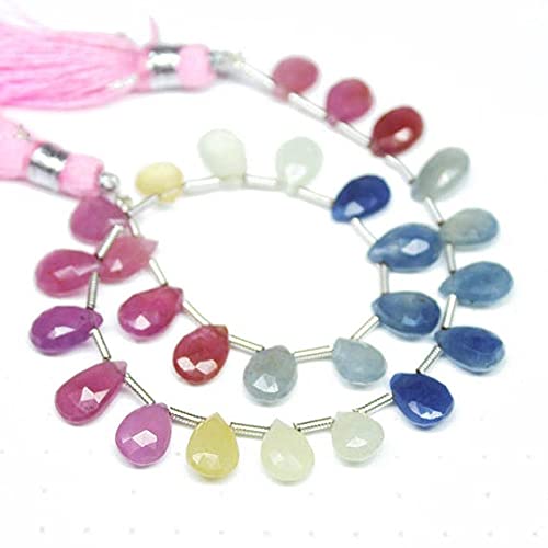 Saphir rose bleu perles en vrac briolette 9mm 10mm pour fabrication de collier en pierre naturelle
