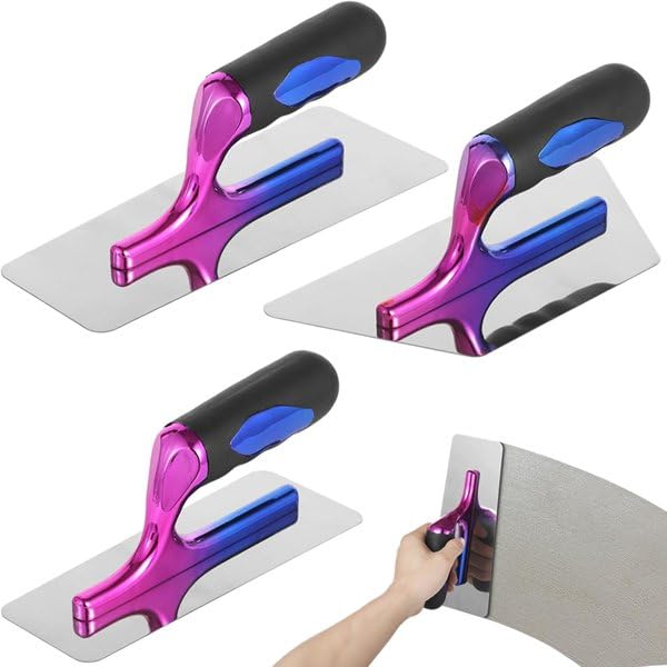 Espátula para 3 piezas, espátula para yeso, espátula alisadora de acero, herramienta para el acabado de pinturas artísticas con ergonómico, herramientas para trabajos venecianos