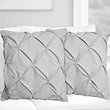 Pinch Pleated European Square Pillow Shams Set of 2 Pillowcase Euro Shams 26x26 Pillow Cover Silver