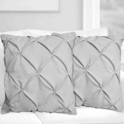 Pinch Pleated European Square Pillow Shams Set Of 2 Pillowcase Euro Shams 26X26 Pillow Cover Silver Grey 600 Tc 100% Soft Egyptian Cotton Gorgeous Euro Size Decorative Pillow Cover/Cases #TOP14