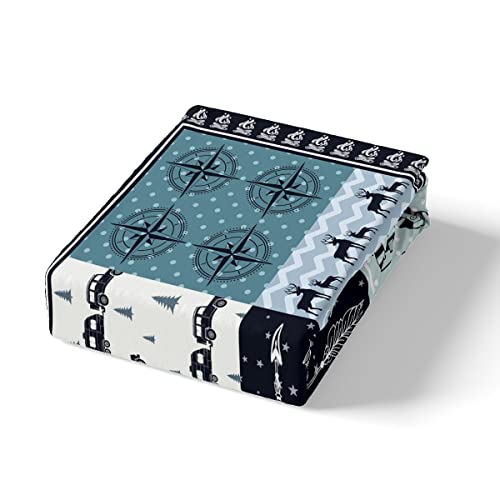 Camping Camper Duvet Cover Set Full,Classic Lattice Bedding Set 3Pcs For Kids Teens Adults Room Decor,Bear Deer Wild Animal Comforter Cover Rustic Farmhouse Blue Quilt Cover With 2 Pillowcases #TOP3