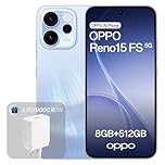 OPPO Reno15 FS 5G Unlocked Smartphone, 8+512GB, 50MP FOV 100° Ultra-Wide Selfie Camera, 6.57" 120Hz Display, AI Portrait Glow, 6500mAh Battery, IP69, Aurora Blue (Include 80W SUPERVOOC Charger)