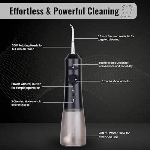 Image of Water Flosser Cordless for Teeth, Portable Oral Irrigator, Cordless Water Dental Flosser Teeth Cleaner, IPX5 Waterproof Teeth Cleaner with 300ml Detachable Water Tank (003)