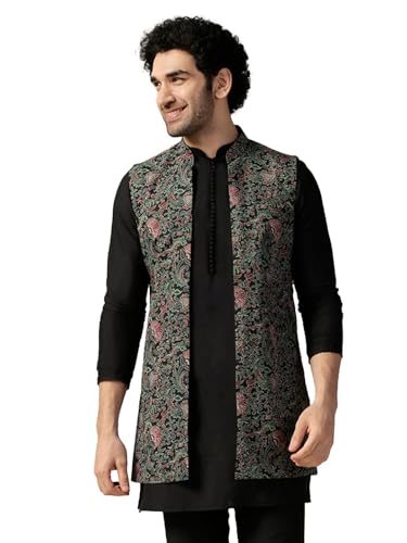 Men's Mid Kurta Jacket Set - Traditional Indian Ethnic Wear for Men - Ideal for Weddings, Festivals & Celebrations2