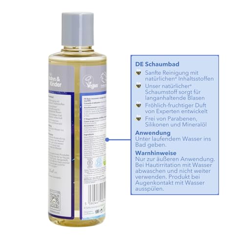 Childs Farm Schaumbad für Kinder 250 ml | Blaubeere und Bio-Mango | Reinigt und beruhigt sanft | Geeignet für trockene, empfindliche und auch zu Neurodermitis neigende Haut