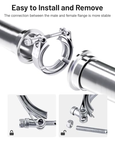 EVIL ENERGY V Band Clamp with Flange Male Female Stainless Steel (2, 1.75") - Thumbnail 4