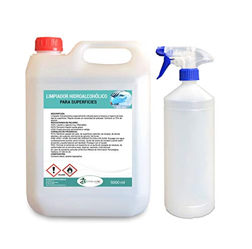 Ecosoluciones Químicas ECO-902 | 5 litros |Desinfectante de superficies hidroalcohólico | Uso profesional | Incluye pulverizador para rellenar.