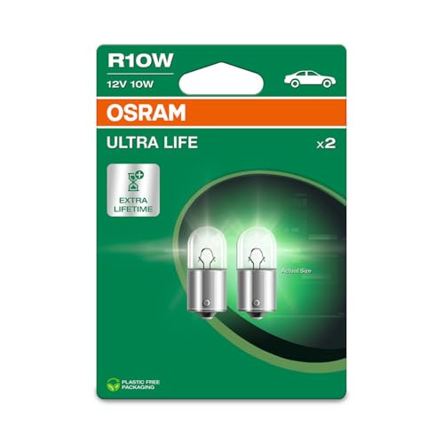 OSRAM ULTRA LIFE, R10W, Doble Blister, (2 lámparas)