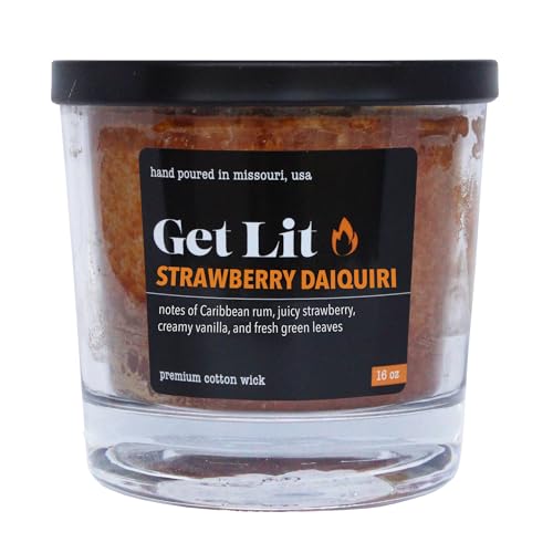 Image of Get Lit | Strawberry Daiquiri | 16 oz Double-Wick Scented Candle | Hand-Poured in Missouri, USA | Tropical Berry & Rum Fragrance