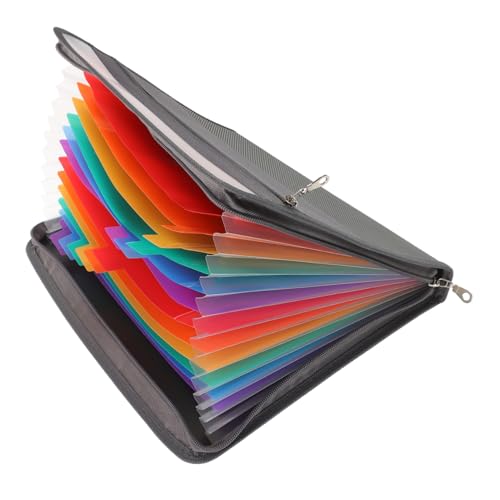 HIAKDOFT プラスチック製多仕切りジッパー付き風琴包 書類整理用アコーディオンファイルオーガナイザー 学校 オフィス向け 携帯収納バッグ