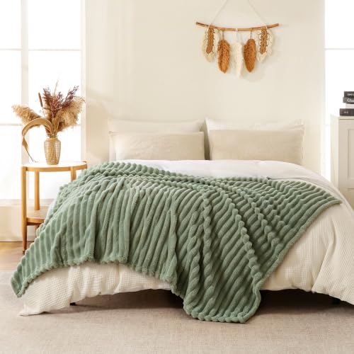Bnuitland Manta Verde Salvia de Forro Polar Suave para Sofá y Cama miniatura 3