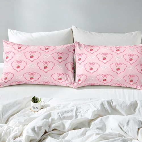 Parure de lit rose avec nœud papillon housse de couette chic lit simple
