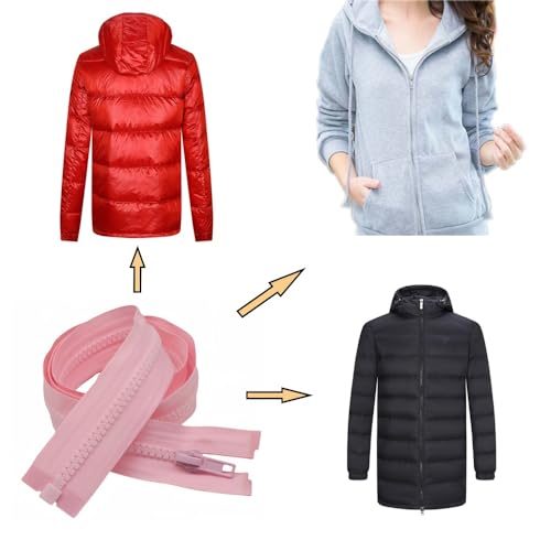 Image of YaHoGa 2PCS #5 18 inch Separating Jacket Zippers for Sewing Coats Jacket Zipper Replacement Pink Plastic Zippers Bulk (18 inch Pink)