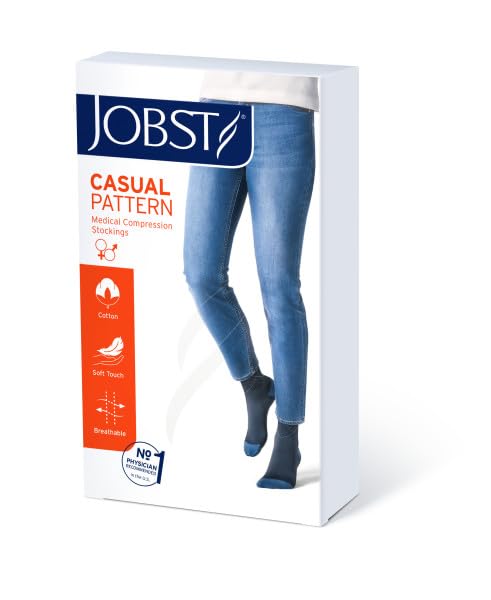 Image of JOBST Casual Pattern Compression Knee High Socks, Closed Toe, 20-30 mmHg Moderate Support for Swollen Legs