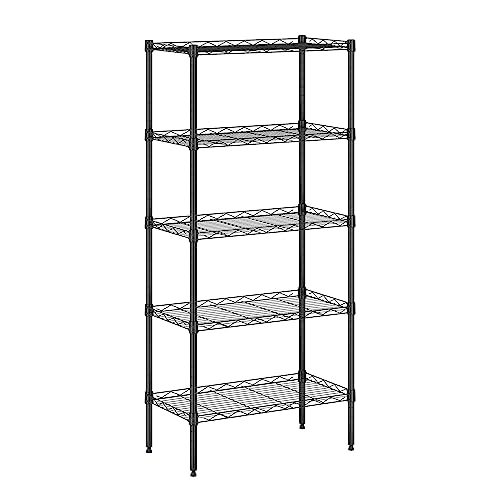 Furinno Wayar 5-Tier Metal Storage Shelf Rack, 21 x 12 x 48, Black - image 1