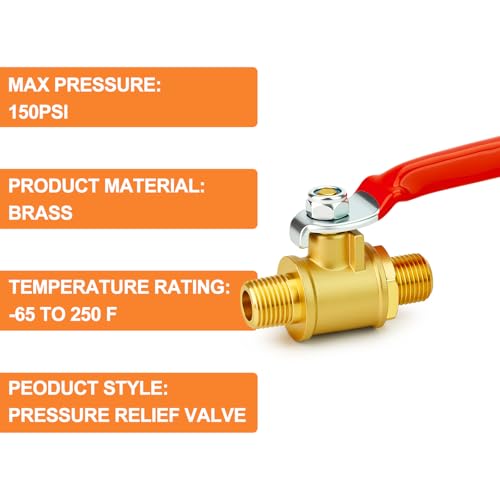 Image of GASHER 3PCS 1 /8 Inch Brass Mini Ball Valve, Shut Off Valve, 1 /8 Inch MNPT Thread Pipe Fitting