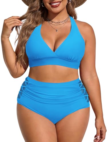 Image of American Trends Womens Plus Size Bikini Set - Tummy Control, High Waisted 2 Piece Swimsuits Bathing Suits