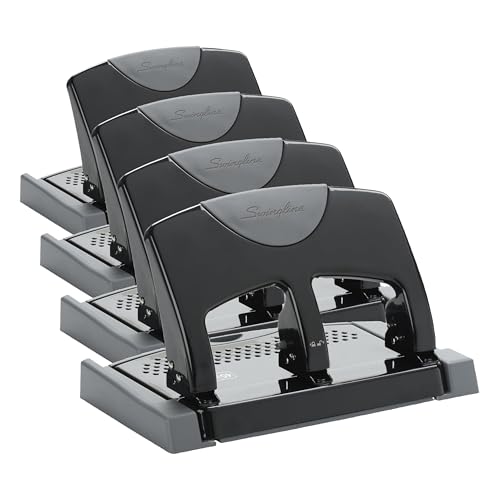 Image of Swingline 3 Hole Punch, 45 Sheet Capacity Three Hole Puncher 3 Ring, Paper Punch, SmartTouch Low Effort, Black & Silver (74136) (Pack of 4)