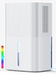 Deumidificatore elettrico da 2,7L per la casa, deumidificatore per camera da letto, silenzioso e con controllo touch, deumidificatore per bagno, spegnimento automatico e 7 LED. (bianco1150 ml/24 h)